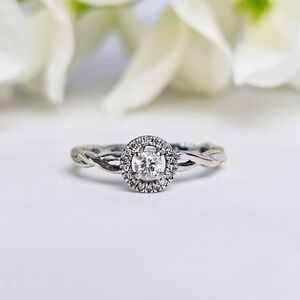 Elegant 10k White Gold Diamond Ring, 4
